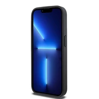 DKNY Odinis monogramos rašto metalinis logotipas Magnetinis dėklas iPhone 15 Pro - juoda