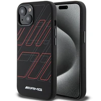 AMG silikoninis didelių rombų rašto magnetinis dėklas telefonui iPhone 15 Plus / 14 Plus - juodas