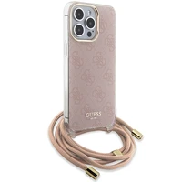 Guess Crossbody Cord 4G Print dėklas telefonui iPhone 15 Pro Max - rožinis