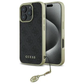 Guess 4G Charms Kolekcijos dėklas iPhone 16 Pro - juodas