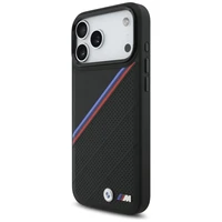 BMW M Tricolor Metal Logo MagSafe dėklas telefonui iPhone 17 Pro Max - juodas