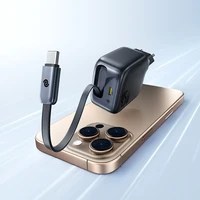 Baseus EnerCore CJ11 45W sieninis įkroviklis su USB-C jungtimi ir ištraukiamu USB-C laidu - juodas