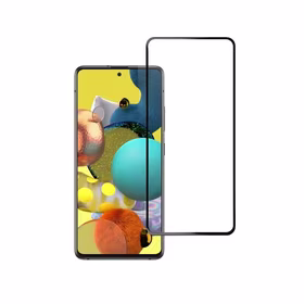 Apsauginis stiklas Blue Star - SAMSUNG A51 pilnas paviršius (pilnas klijavimas su rėmeliu/mažas dydis) - juodas Apsauginis stiklas Blue Star