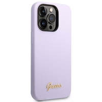 Guess GUHCP14LSLSMU iPhone 14 Pro 6.1 "violetinis/violetinis kietas dėklas Silikoninis Vintage Gold Logo