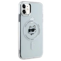 Karl Lagerfeld IML Metalinė Choupette galva MagSafe dėklas iPhone 11 - baltas