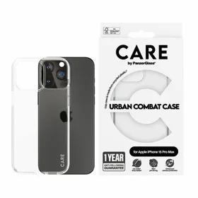 CARE by PanzerGlass Urban Combat dėklas telefonui iPhone 15 Pro Max - skaidrus