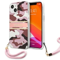 Guess GUHCP13MKCABPI iPhone 13 6.1" rožinis/rožinis kietas dėklas Camo Dirželis Kolekcija