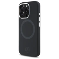 Mercedes silikoninis toninis logotipas Magnetinis dėklas telefonui iPhone 16 Pro - juodas