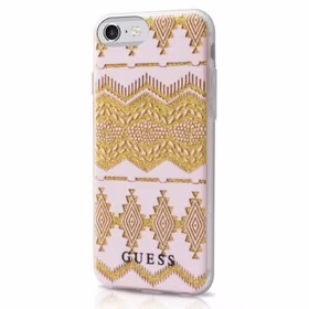 Guess GUHCP7TGPI iPhone 7/8/SE 2020/ SE 2022 rožinis kietas dėklas Aztec Tribal 3D