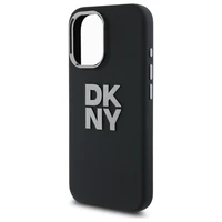 DKNY Liquid Silicone Metal Logo dėklas telefonui iPhone 16 - juodas