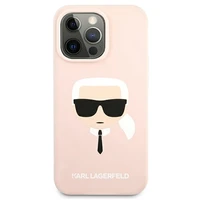 Karl Lagerfeld Silikoninis Karl`o galvos dėklas telefonui iPhone 13 Pro / 13 6.1" - šviesiai rožinis
