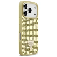 Guess Rhinestone Triangle Logo dėklas telefonui iPhone 17 Pro - auksinė