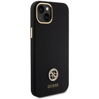 Guess Silikoninis Logo Strass 4G Dėklas telefonui iPhone 15 Plus / 14 Plus 6.7" - juodas