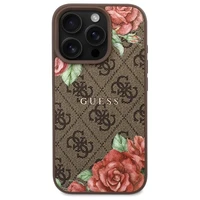 Guess GUHMP16XP4ROPEMCW iPhone 16 Pro Max 6.9" kietasis dėklas brūnas 4G Flowers Print MagSafe