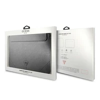 Guess Saffiano Triangle Logo dėklas 14" nešiojamam kompiuteriui - sidabrinis