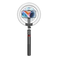 Blavec Selfie žiedo lempa Aluminium Aura LED RGB žiedas P-50 25cm trikojis + nuotolinio valdymo pultas + 2,3 metrai (RLP50-TRB23) juoda