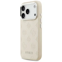 GUESS dėklas telefonui IPHONE 17 Pro suderinamas su Magnetine GUHMP17LPSPOSSSE (PU W/ Peony Hot Stamp Script) smėlinė