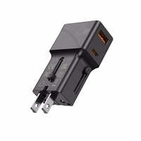 JELLICO universalus kelioninis adapteris S6 PD 25W 1xUSB-C + 1xUSB QC3.0 juodas