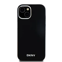 DKNY Skystas silikoninis dėklas MagSafe iPhone 15 Plus / 14 Plus su metaliniu logotipu - juodas (m)