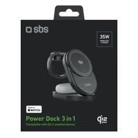 SBS Qi2.2 25W indukcinė 3-in-1 sulankstoma įkrovimo stotelė su MFI sertifikatu - juoda