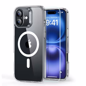 ESR Classic Hybrid Halolock Magnetinis dėklas telefonui + grūdintas stiklas iPhone 16 Plus - skaidrus