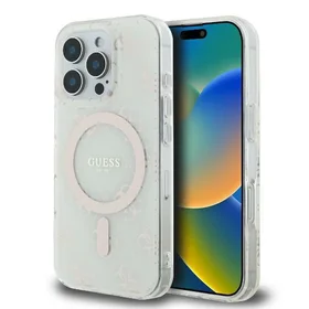 Guess IML 4G fonas Magnetinis dėklas telefonui iPhone 16 Pro - balta