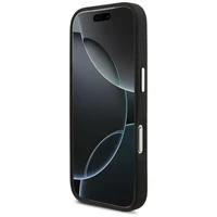 Karl Lagerfeld FW Grūdintas Karl & Choupette galvos ženkliukai ir logotipas iPhone 17 Pro dėklas - juodas