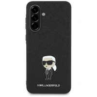 Karl Lagerfeld blizgus fiksuotas Ikonik logotipo metalinis ženklelis dėklas telefonui Samsung Galaxy A56 - juodas