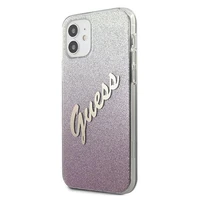 Guess GUHCP12SPCUGLSPI iPhone 12 mini 5.4" rožinis/rožinis kietas dėklas Glitter Gradient Script