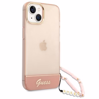 Guess GUHCP14MHGCOHP iPhone 14 Plus 6.7 "rožinis/rožinis kietas dėklas Translucent Pearl Strap