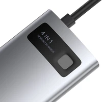 Šakotuvas 4in1 Baseus Metal Gleam Series, USB-C į USB 3.0 + USB 2.0 + HDMI + USB-C PD