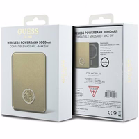 Guess Magnetinė 4G Strassed Metalinis Logotipas indukcinė išorinė baterija 5W 3000mAh - auksinė