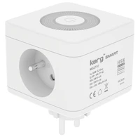 KERG Smart 2 lizdų maitinimo kubas + USB-A + USB-C įkroviklis + LED lempa 16A/250V~ baltas