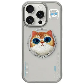 Nimmy Glasses Cool Cat MagSafe dėklas iPhone 16 Pro - pilkas