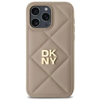 DKNY Quilted Stack Logo dėklas telefonui iPhone 14 Pro - smėlio spalvos