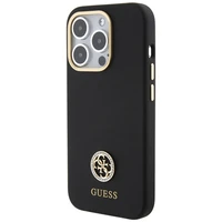 Guess silikoninis Logo Strass 4G dėklas telefonui iPhone 15 Pro Max - juodas