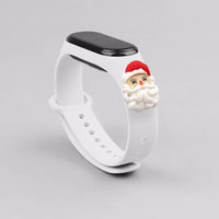 Dirželis Xmas Xiaomi Mi Band 3 / 4 Kalėdinis silikoninis dirželis apyrankė su Kalėdų Seneliu - balta