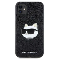 Karl Lagerfeld KLHCN61G2CPK iPhone 11 / Xr 6.1" juodas kietas dėklas Blizgučiai Choupette Emblema