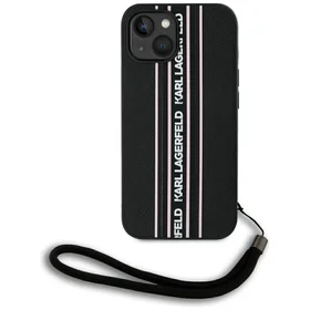 Karl Lagerfeld Saffiano Athleisure Stripes Cord dėklas telefonui iPhone 15 - rožinis