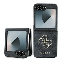 Guess Odinis 4G Metalinis Logotipas Dėklas telefonui Samsung Galaxy Z Flip 6 - Juoda