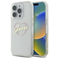 Guess IML Heart dėklas telefonui iPhone 16 Pro - skaidrus