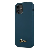 Guess GUHCP12SLSLMGBL iPhone 12 mini 5.4" mėlynas/mėlynas kietas dėklas Metal Logo Script