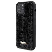 Guess Sequin Script Metal dėklas telefonui iPhone 12/12 Pro - juodas