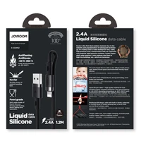 Joyroom Liquid Silicone duomenų kabelis N2 USB-A / Lightning 2.4A 1.2m - juodas