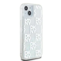 DKNY skystojo blizgučio daugiologo dėklas telefonui iPhone 15 / 14 / 13 - baltas