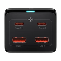 Baseus GaN3 Pro sieninis įkroviklis / maitinimo juosta 2xUSB + 2xUSB-C + AC, 100W (juodas)
