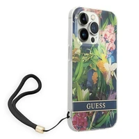 Guess GUOHCP14XHFLSB iPhone 14 Pro Max 6.7 "mėlynas/mėlynas kietas dėklas Gėlių dirželis