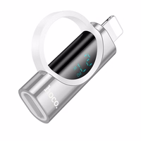 Adapteris Lightning į USB-C Hoco PD 2,4A 27W su skaitmenine indikacija UA32B sidabro spalvos