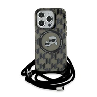 Karl Lagerfeld IML Crossbody Monogram Karl & Choupette Head Magnetinis dėklas telefonui iPhone 15 Pro - juodas