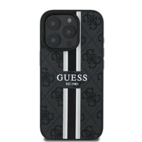 Guess 4G Spausdintų juostų MagSafe dėklas telefonui iPhone 16 Pro - juodas